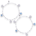 Load image into Gallery viewer, 925 Sterling Silver Floral Shaped Charms Evil Eye Anklet For Women.