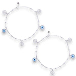 Load image into Gallery viewer, 925 Sterling Silver Evil Eye & CZ Square Charm Anklet Women