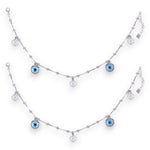 Load image into Gallery viewer, 925 Sterling Silver Evil Eye & CZ Square Charm Anklet Women