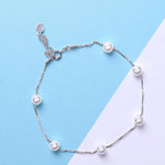 Load image into Gallery viewer, 925 Sterling Silver Pearl Bead Link Chain Single Anklet For Women