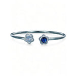 Load image into Gallery viewer, 925 Sterling Silver Floral Blue & White CZ Bangle For Women/Girls