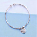 Load image into Gallery viewer, 925 Streling Silver Double Heart Cz Charm Bangle For Women/Girl
