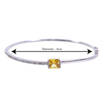Load image into Gallery viewer, 925 Sterling Silver Yellow Square Stone Cz with Rhodium Finish Bangle for Women
