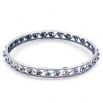 Load image into Gallery viewer, 925 Sterling Silver Swirl Design Pink & Green CZ Single Bangle For Women