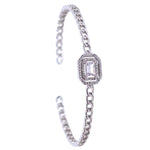 Load image into Gallery viewer, 925 Sterling Silver Rhodium Adjustable Finish Rectangular CZ Bangle for Women