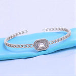Load image into Gallery viewer, 925 Sterling Silver Rhodium Adjustable Finish Rectangular CZ Bangle for Women