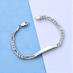Load image into Gallery viewer, 925 Sterling Silver Figaro Chain ID Bracelet for Mens