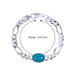 Load image into Gallery viewer, 925 Sterling Silver Men's Figaro Chain Bracelet with Firoza Stone