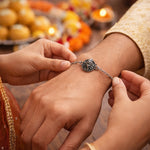 Load image into Gallery viewer, 925 Sterling Silver Antique-Finish Ganesha Rakhi for Brother