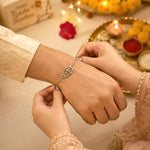 Load image into Gallery viewer, 925 Sterling Silver Antique-Finish Ganesha 8 inch Rakhi for Brother