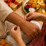 Load image into Gallery viewer, 925 Silver Rudraksh Om Design Kalava Thread Rakhi for Men