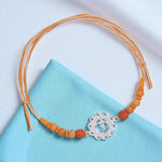 Load image into Gallery viewer, 925 Sterling Silver Round Shape Om Rudraksha Beaded Rakhi for Brother