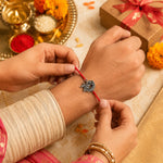 Load image into Gallery viewer, 925 Pure Silver Rakhi Bracelet for Brother with Moon Ganesha