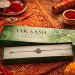 Load image into Gallery viewer, 925 Sterling Silver Ganesha in Leaf Antique Finish Rakhi Bracelet for Brother