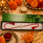 Load image into Gallery viewer, 925 Sterling Silver Swastik Enamel Red Thread Rakhi for Men