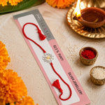 Load image into Gallery viewer, Swastik Enamel Red Cotton Thread Chandi Rakhi for Brother