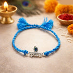 Load image into Gallery viewer, 925 Sterling Silver Krishna Enamelled Thread Rakhi for Men