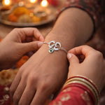 Load image into Gallery viewer, 925 Sterling Silver Divine Om Chain Rakhi For Brother