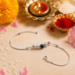 Load image into Gallery viewer, Evil Eye Design Chandi Rakhi Bracelet for Men Online
