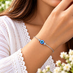 Load image into Gallery viewer, 925 Sterling Silver Blue & White Evil Eye Bracelet for Women
