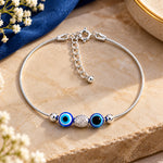 Load image into Gallery viewer, 925 Sterling Silver Two Rope Beaded Evil Eye Bracelet For Women