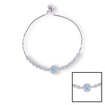 Load image into Gallery viewer, 925 Sterling Silver Floral Shape Evil Eye Cz Bracelet For Women