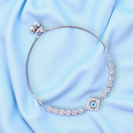 Load image into Gallery viewer, 925 Sterling Silver CZ Evil Eye Link Chain Bracelet Women