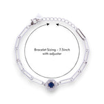 Load image into Gallery viewer, 925 Sterling Silver Octagon Shape Blue CZ Paperlink Chain Bracelet for Women