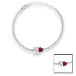 Load image into Gallery viewer, 925 sterling silver White Emerald & Red Heart Shape CZ Bracelet For women