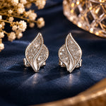 Load image into Gallery viewer, 925 Sterling Silver Glitter Twisted Leaf Stud Earrings for Women