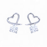 Load image into Gallery viewer, 925 Sterling Silver Open Heart CZ Stud Earring for Women