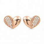 Load image into Gallery viewer, 925 Sterling Silver Heart Motif Rose Gold Plated CZ Stud Earring for Women
