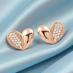 Load image into Gallery viewer, 925 Sterling Silver Heart Motif Rose Gold Plated CZ Stud Earring for Women