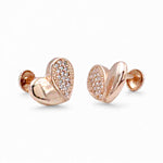 Load image into Gallery viewer, 925 Sterling Silver Heart Motif Rose Gold Plated CZ Stud Earring for Women