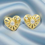 Load image into Gallery viewer, 925 Sterling Silver CZ Heart Shape Gold Plated Stud Earring for Women