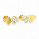 Load image into Gallery viewer, Taraash 925 Sterling Silver Dual-Heart Gold Plated CZ Stud Earring Women