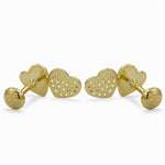 Load image into Gallery viewer, Taraash 925 Sterling Silver Dual-Heart Gold Plated CZ Stud Earring Women