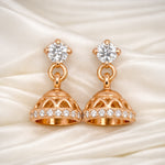 Load image into Gallery viewer, 925 Sterling Silver Jhumki with CZ & Rose Gold Finish for Women/Girls