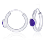 Load image into Gallery viewer, Taraash Drop Shape Purple enamel hoop earring 925 Silver For Women CBHP027I-11