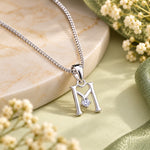 Load image into Gallery viewer, 925 Sterling Silver M Letter Pendant with Chain for Unisex