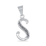 Load image into Gallery viewer, 925 Sterling Silver Glittered Letter S Pendant for Men and Women