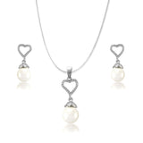 Taraash 925 Sterling Stylish Heart Design Silver Pendant Set For Women CHPEML011