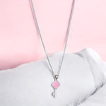 Load image into Gallery viewer, 925 Sterling Combo Of Sterling Silver Pink Mother of Pearl Square Heart Pendant with Chain