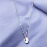 Load image into Gallery viewer, 925 Sterling Combo Of Sterling Silver Pink Mother of Pearl Footprint Pendant with Chain