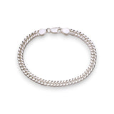 Taraash Sterling Silver Double Curb Chain Bracelet For Men