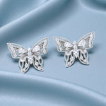 Load image into Gallery viewer, 925 Sterling Silver Butterfly CZ Stud Earrings for Women