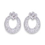 Load image into Gallery viewer, 925 Sterling Silver Studs Circular Drop Floral CZ Earrings Women