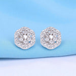 Load image into Gallery viewer, 925 Sterling Silver Floral CZ Stud Earrings for Women