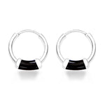 Load image into Gallery viewer, Taraash Black Enamel 925 Sterling Silver Hoop Earring For Women H42014ZG