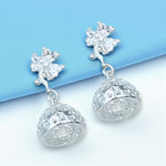Load image into Gallery viewer, 925 Sterling Silver Floral CZ Jhumki Earrings for Girls & Women